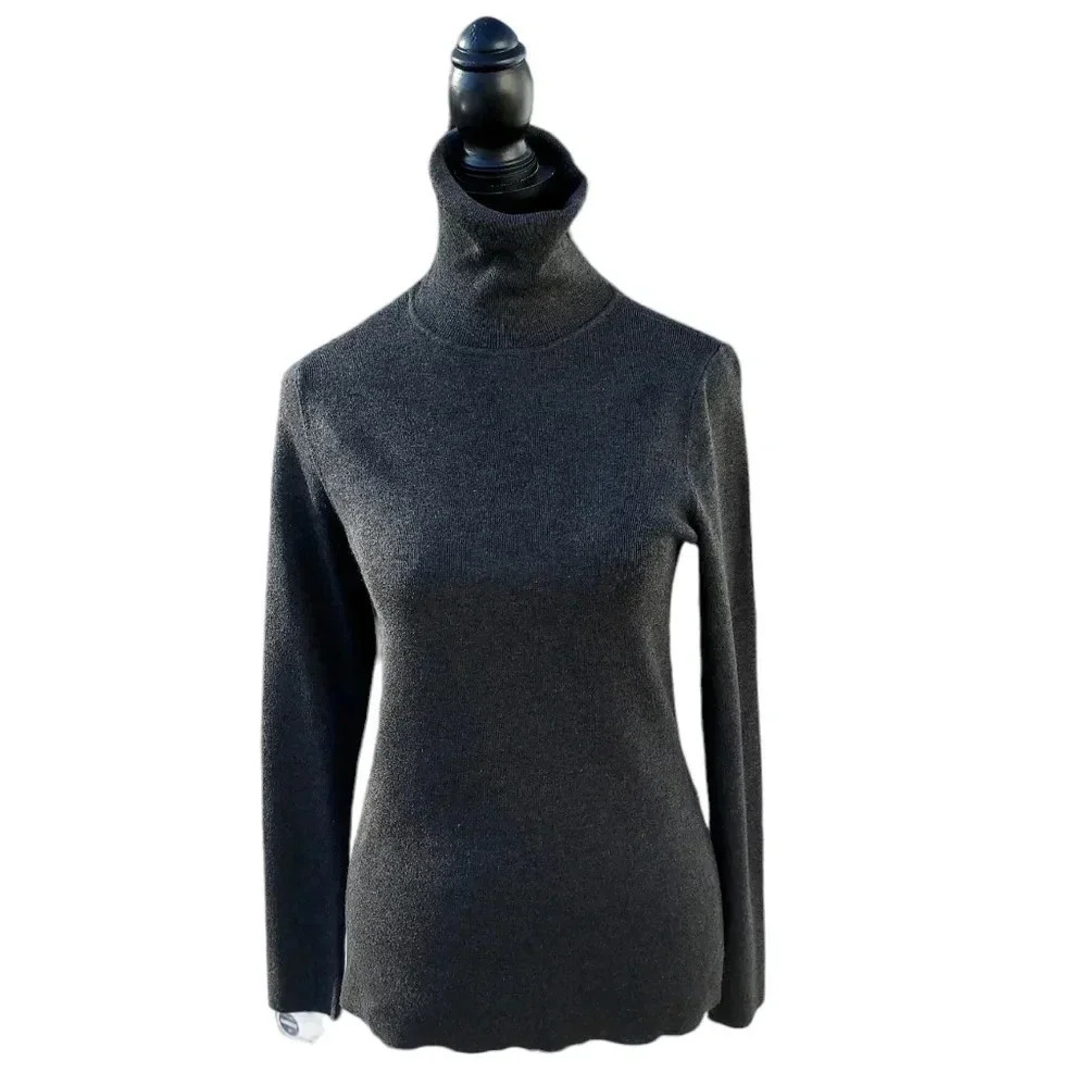 Chicos Womens Gray Turtleneck Long Sleeve Size 0